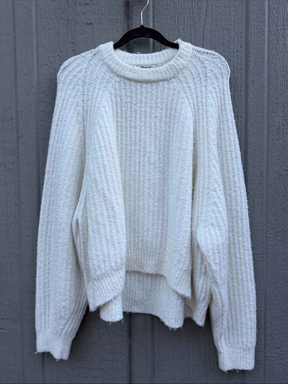 Madewell Cozy Ribbed Crewneck Wool Blend Sweater - White Size: XL